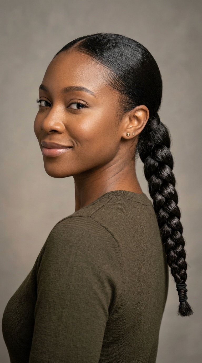 Low Ponytail with Braided Tail