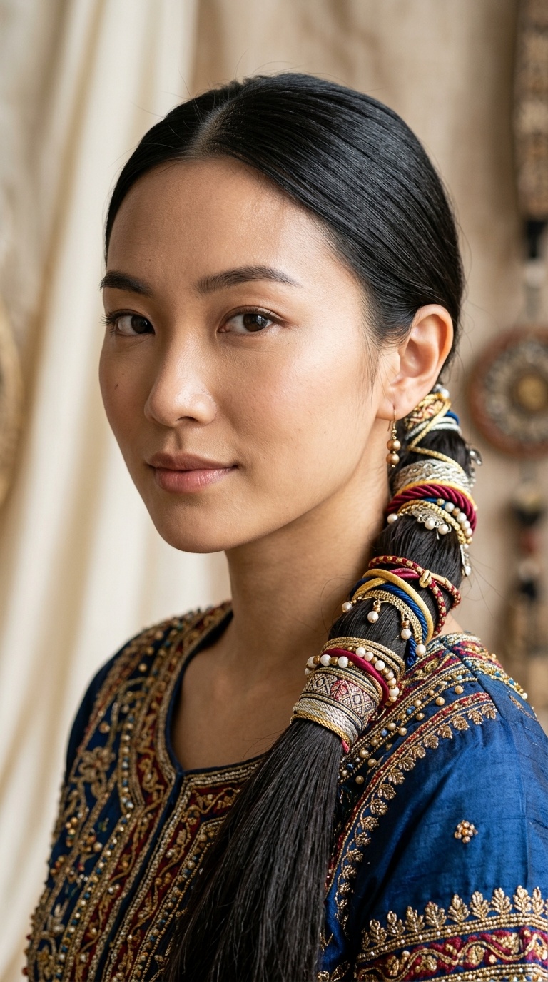 Low Ponytail with Decorative Wraps