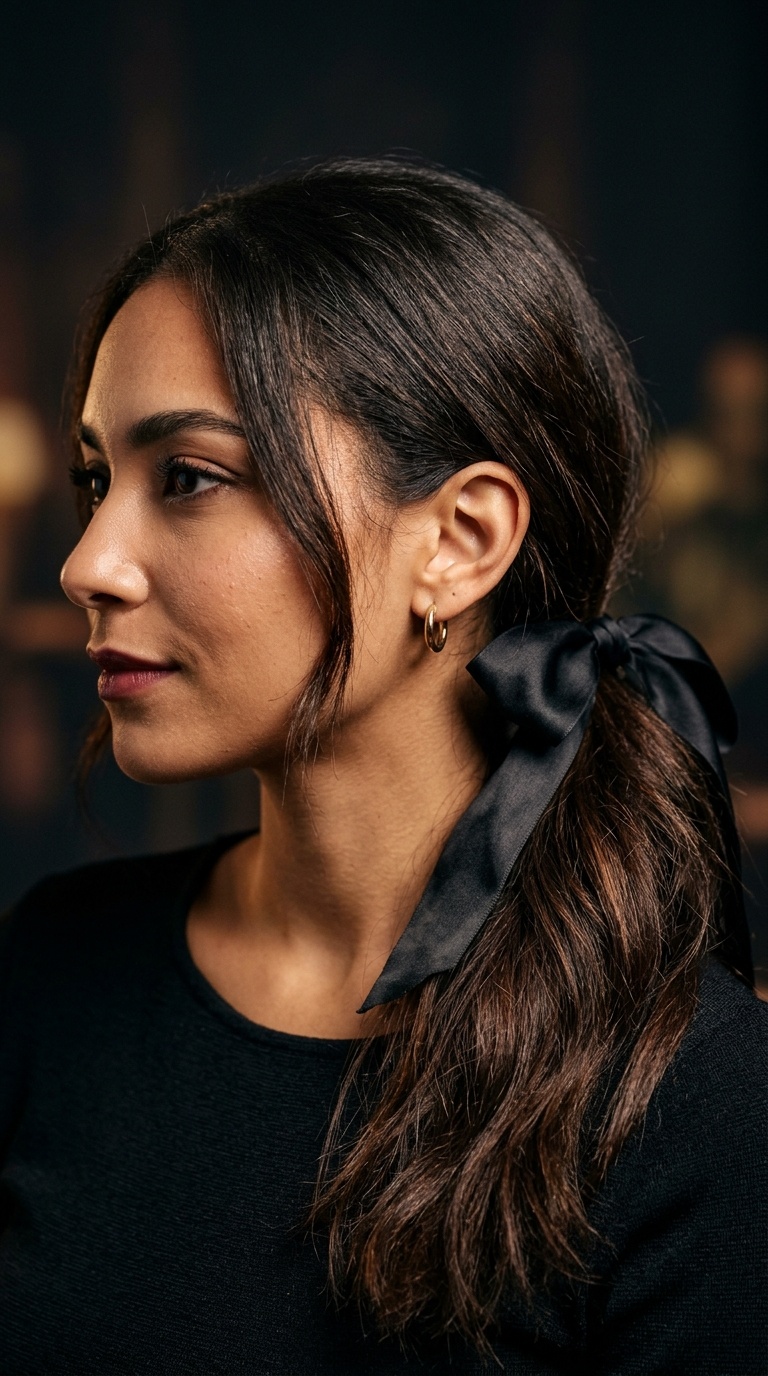 Low Ponytail with Ribbon