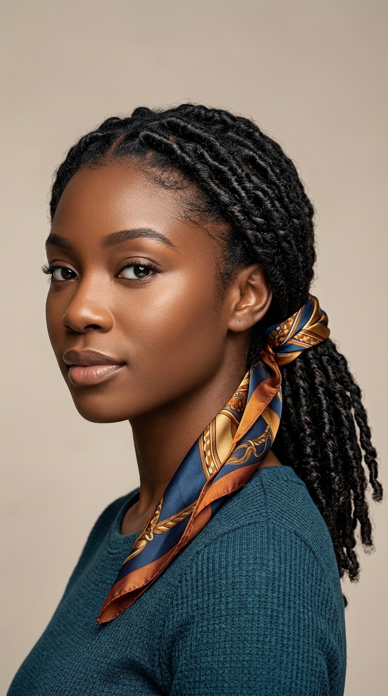 Low Ponytail with Scarf
