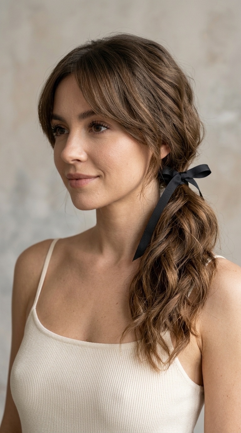 Low Side Ponytail with Ribbon