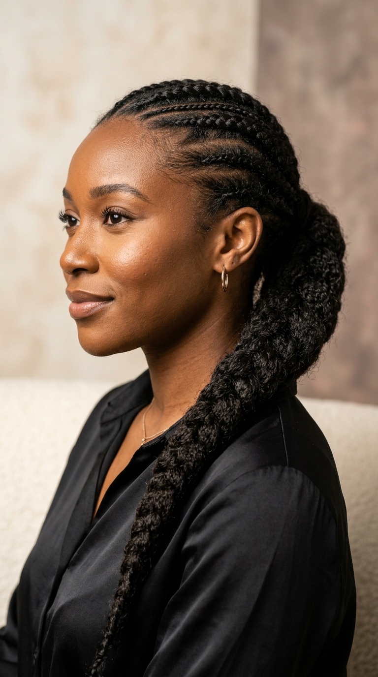 Low Side-Swept Braided Ponytail