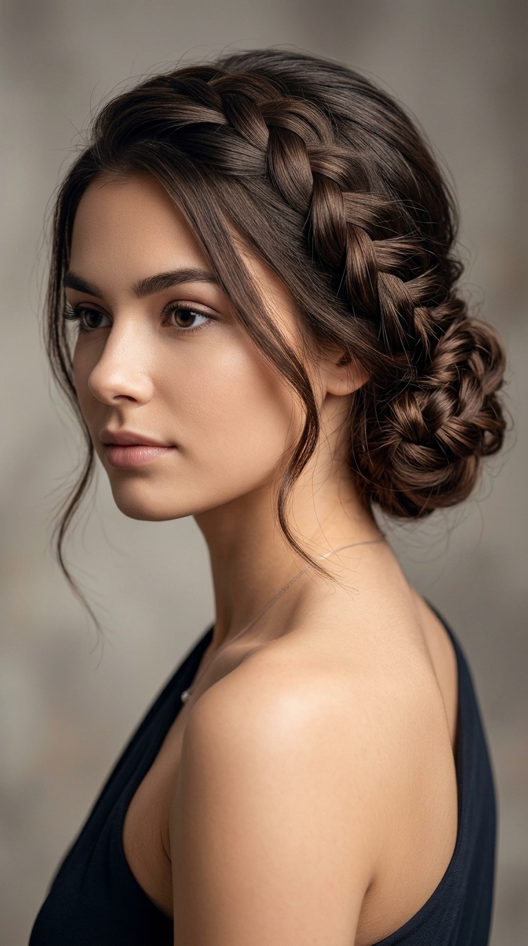 Low Side-Swept Braided Updo