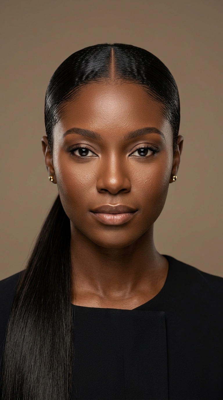 Low Sleek Middle Part