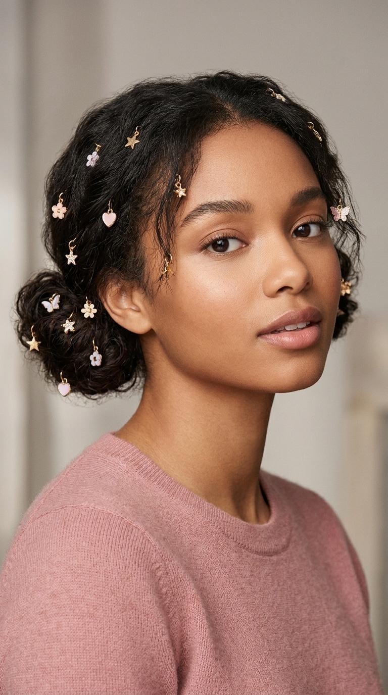 Low Space Buns with Charms