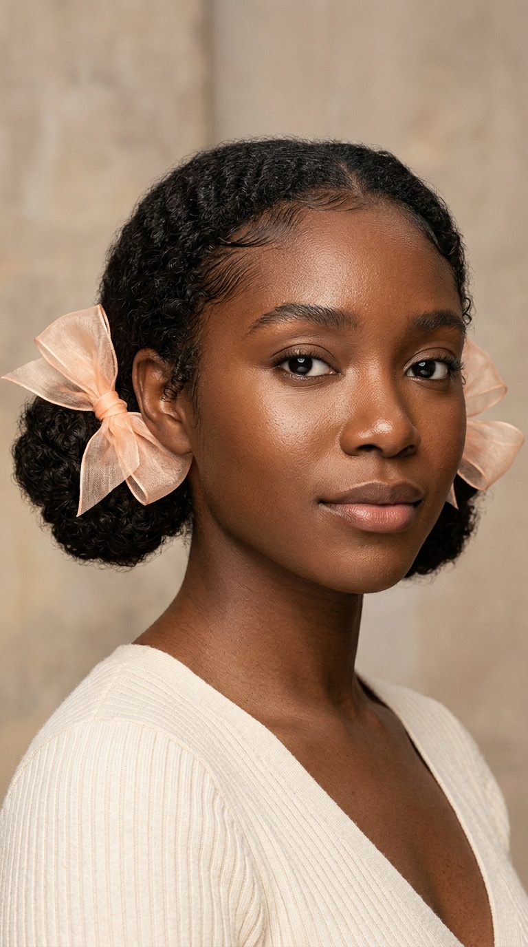 Low Space Buns with Organza Bows