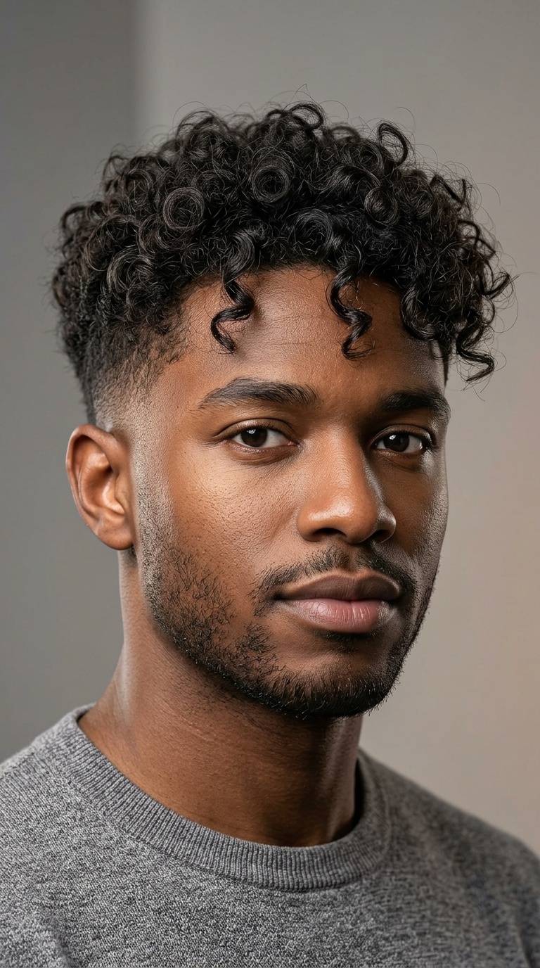 Low Taper Fade with Messy Curls