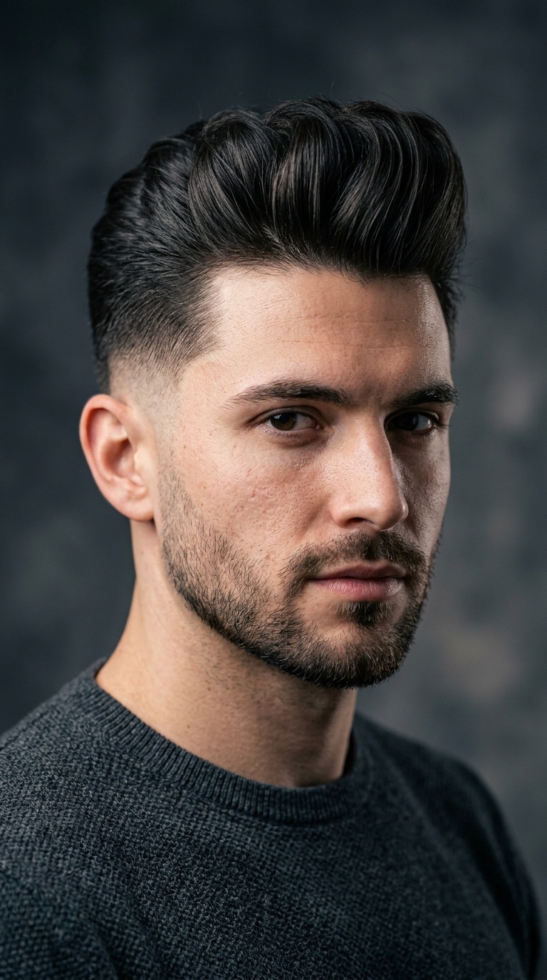 Low Taper Fade with Pompadour