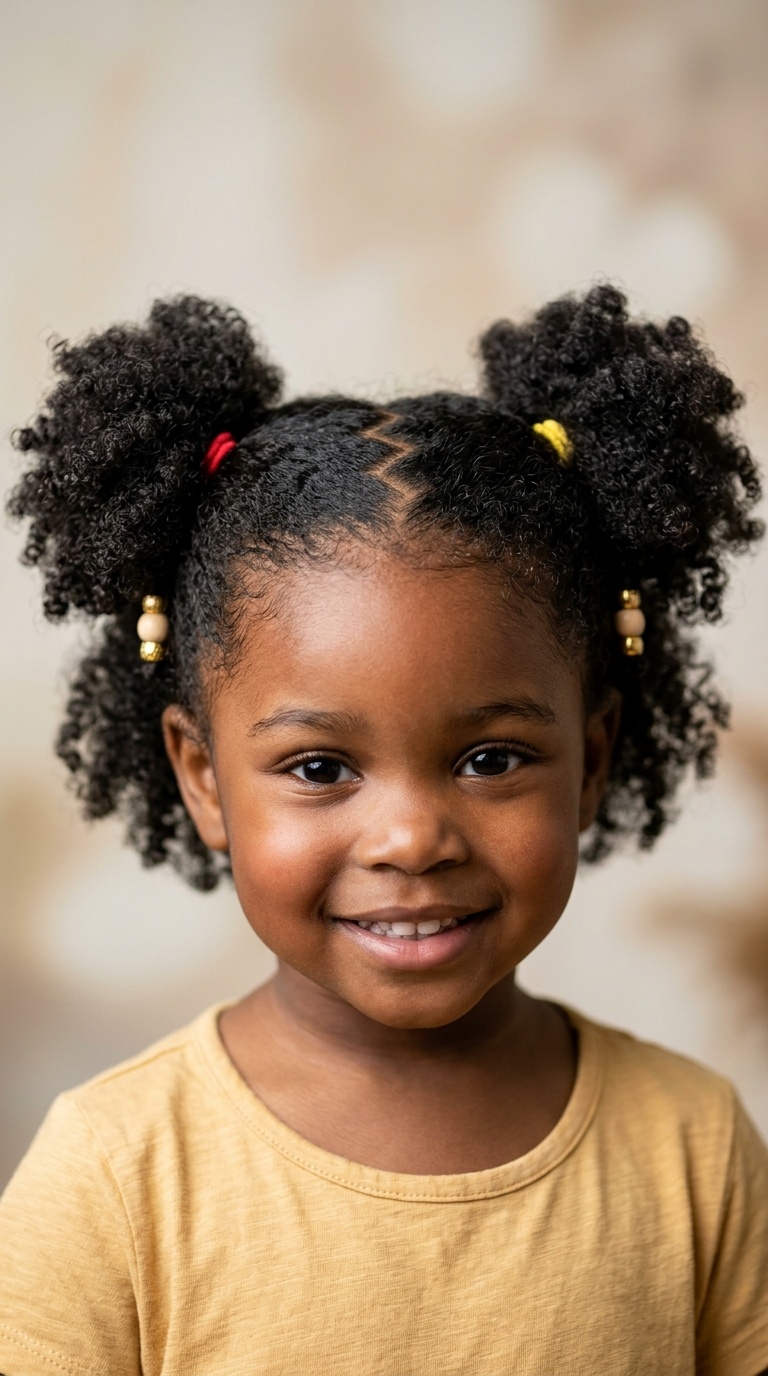 Low Twin Puffs with Zig-Zag Parting