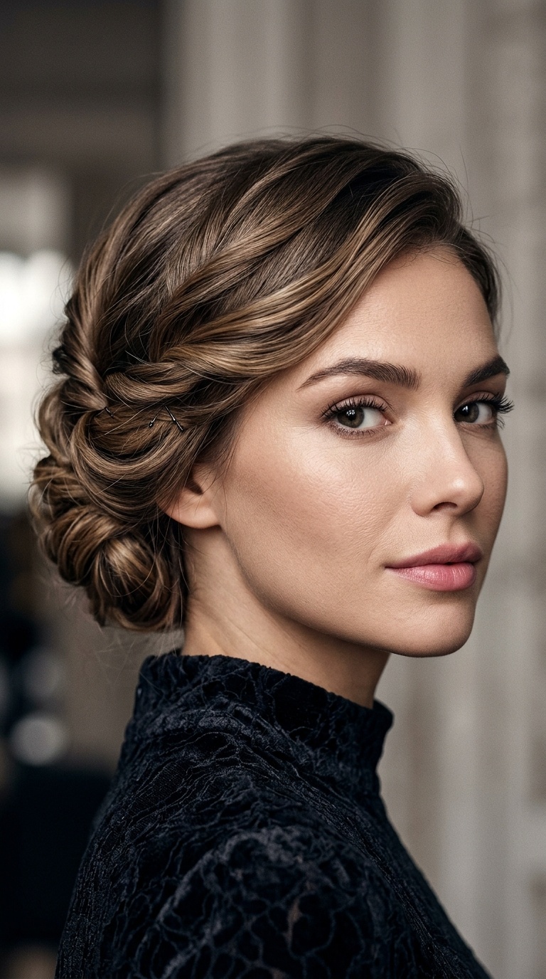 Low Twisted Chignon for Bobs