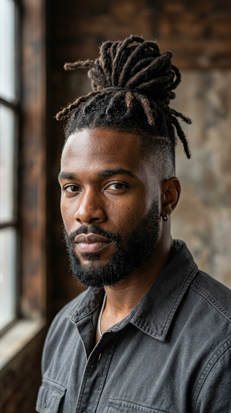 Man Bun Locs with Undercut