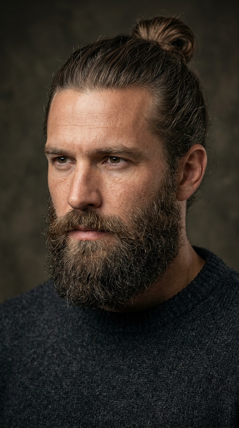 Man Bun + Thick Woodsman Beard