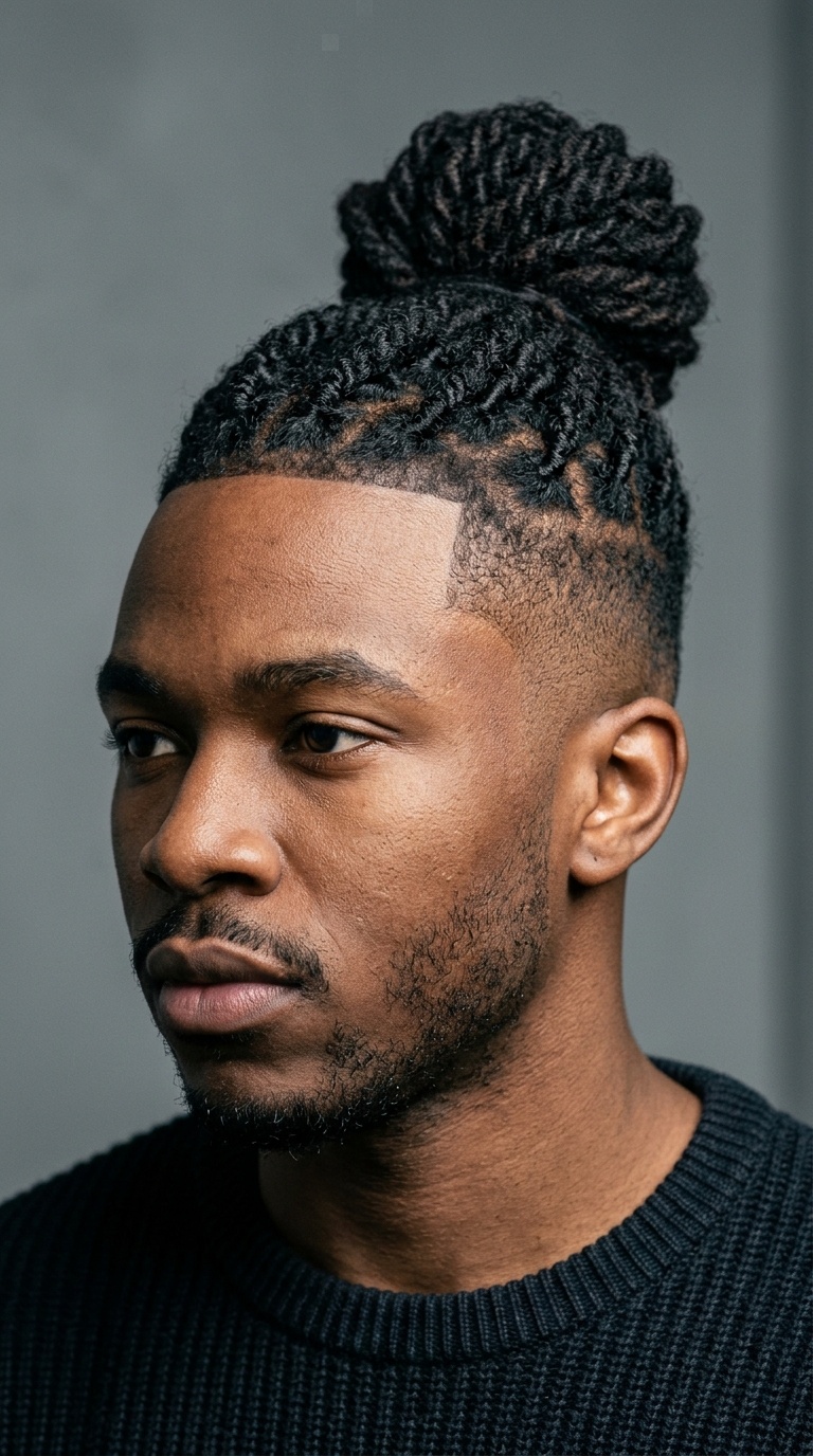Man Bun with Sharp Undercut