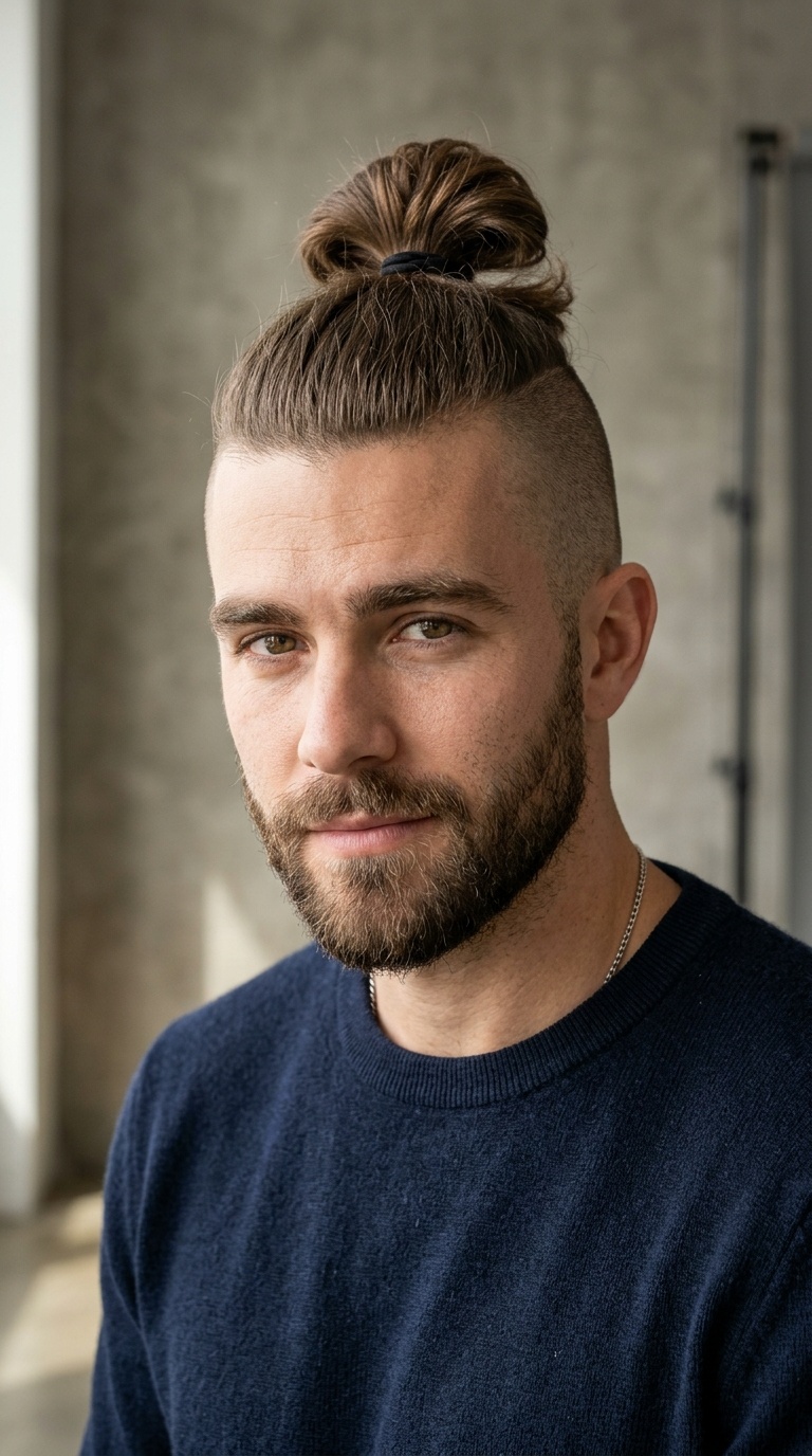Man Bun with Shaved Sides