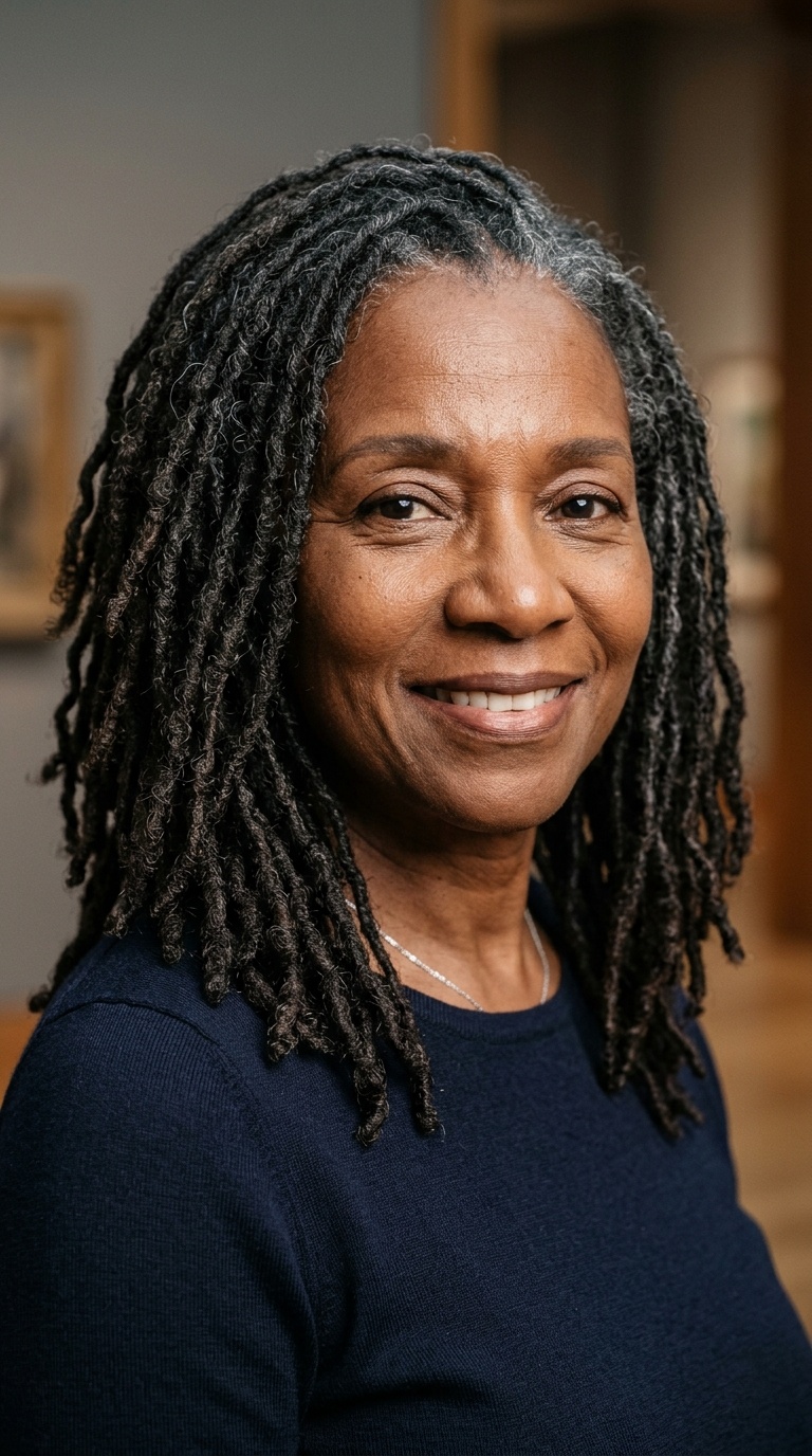 Mature Shoulder-Length Locs