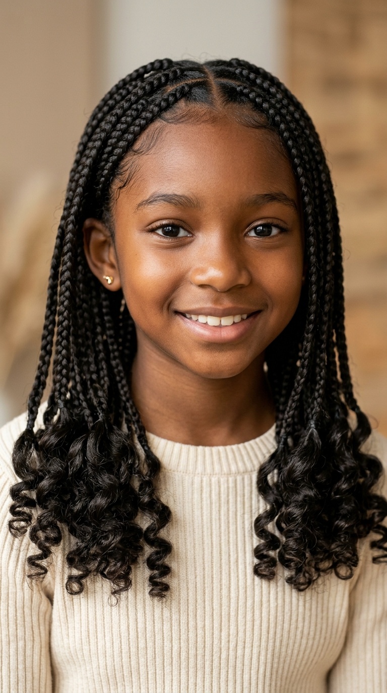Medium Knotless Braids with Curly Ends