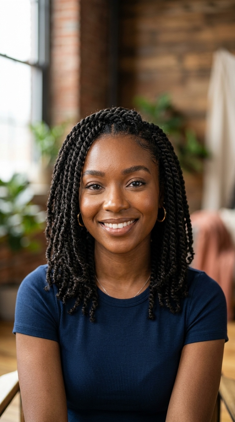 Medium Layered Shoulder-Length Twists