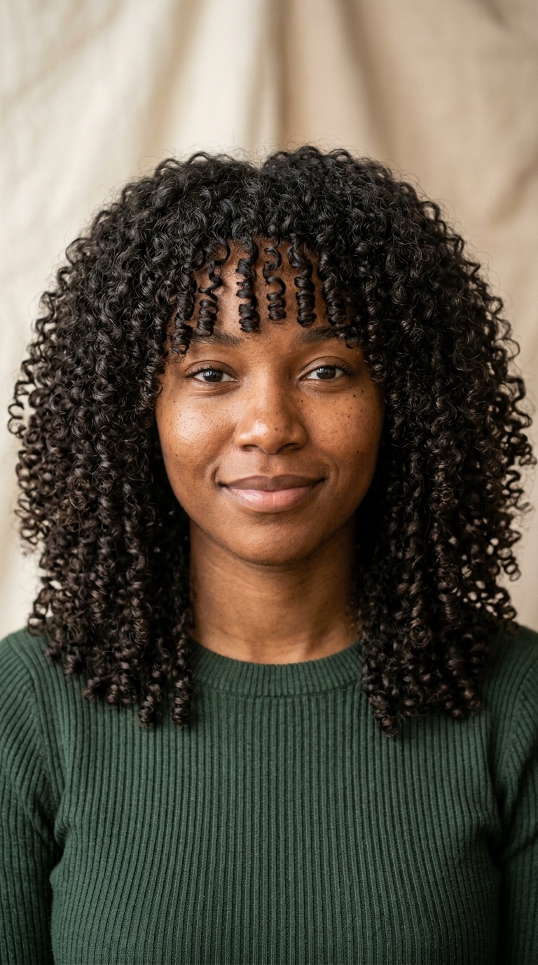 Medium-Length Coils with Full Bangs
