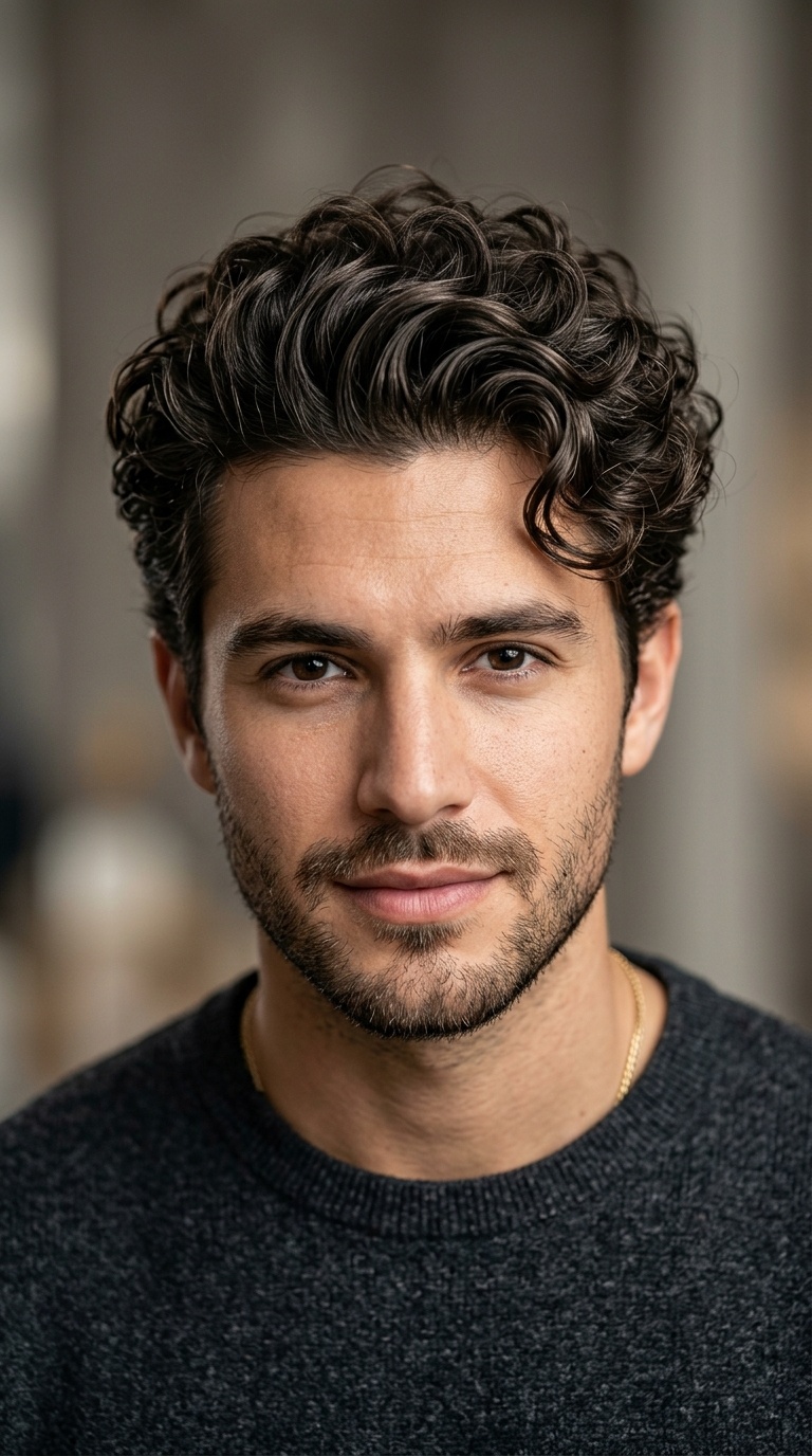 Medium-Length Curly Quiff