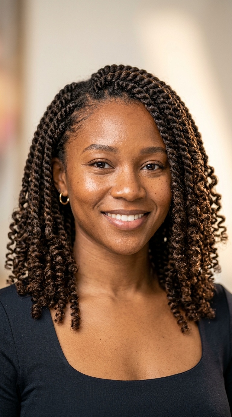 Medium Twists with Curly Goddess Ends