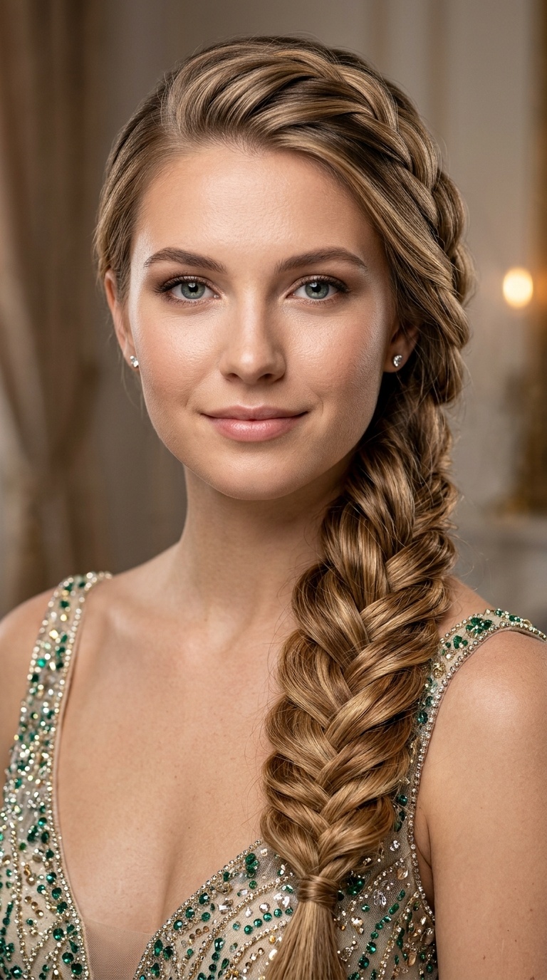 Mermaid Braids Swept Over One Shoulder