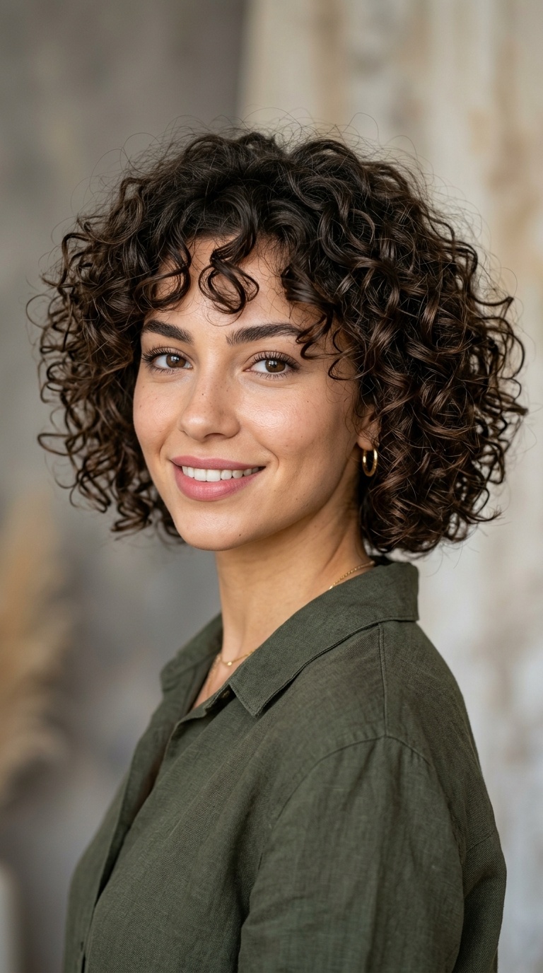 Messy Bob with Tight Curls