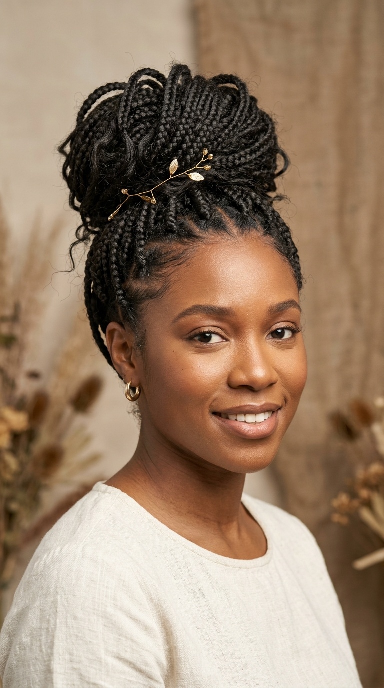 Messy Boho Knotless Updo