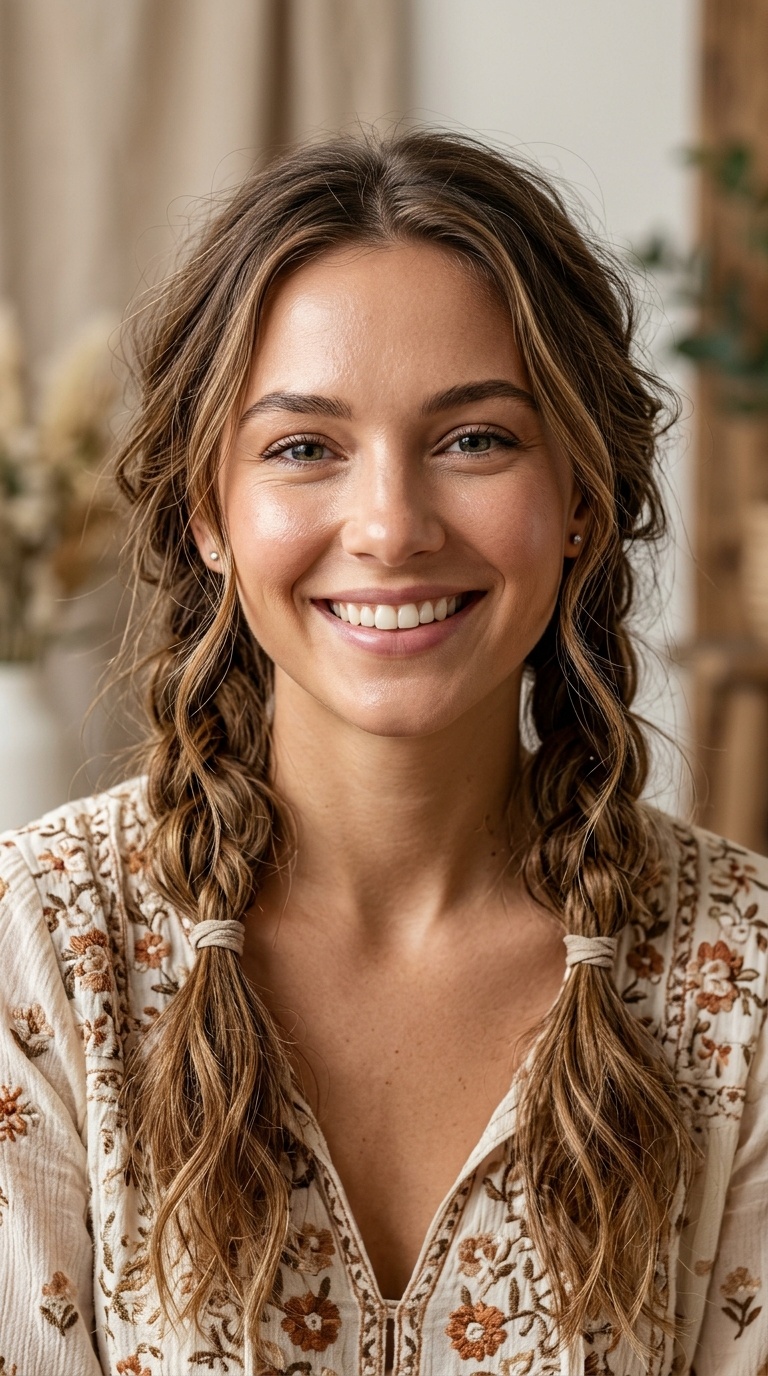 Messy Boho Pigtails