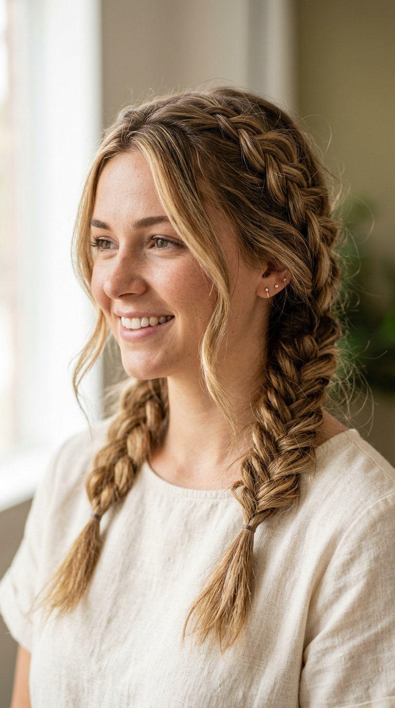 Messy Boho Side Braids