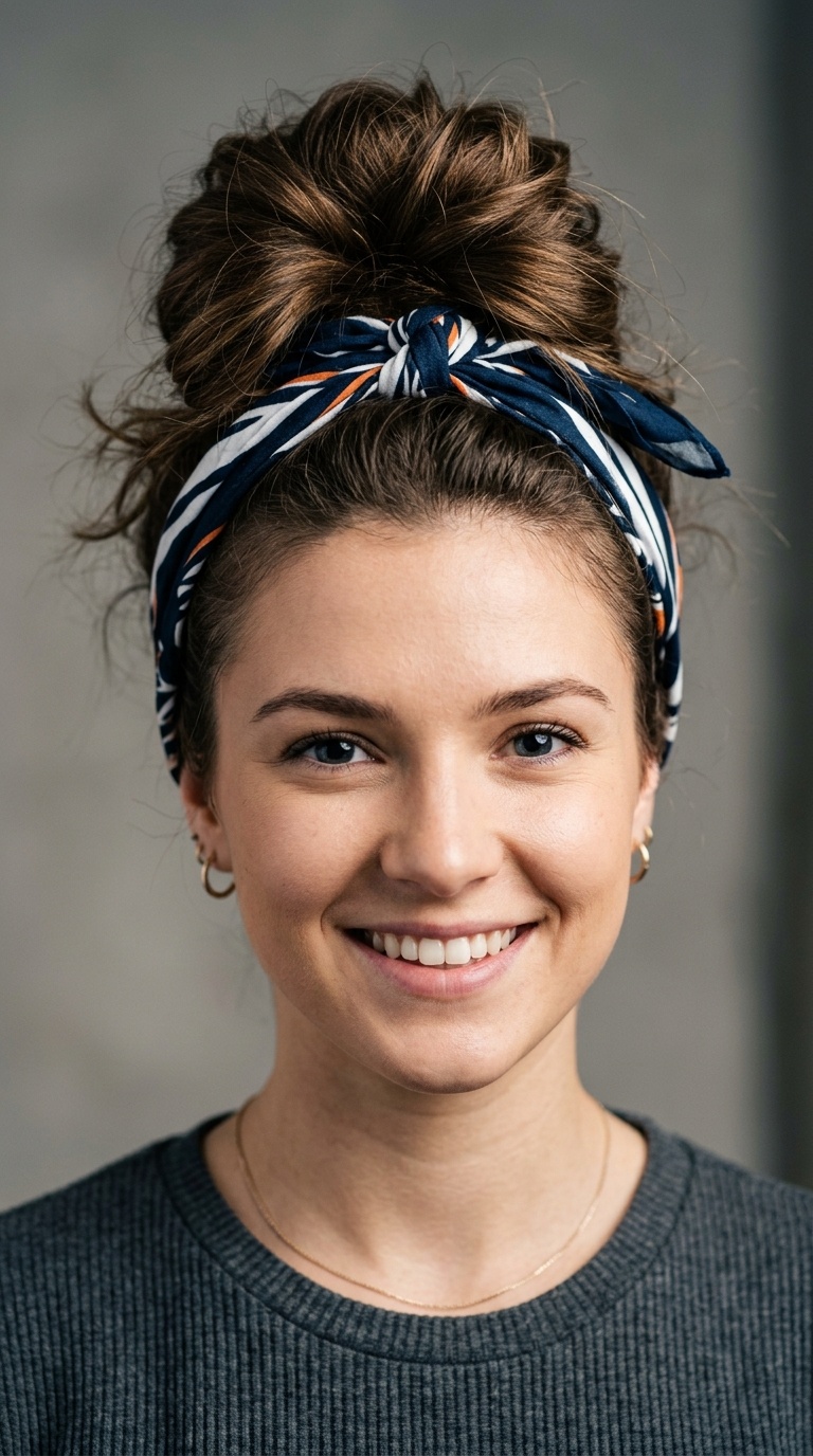 Messy Bun with a Team Bandana