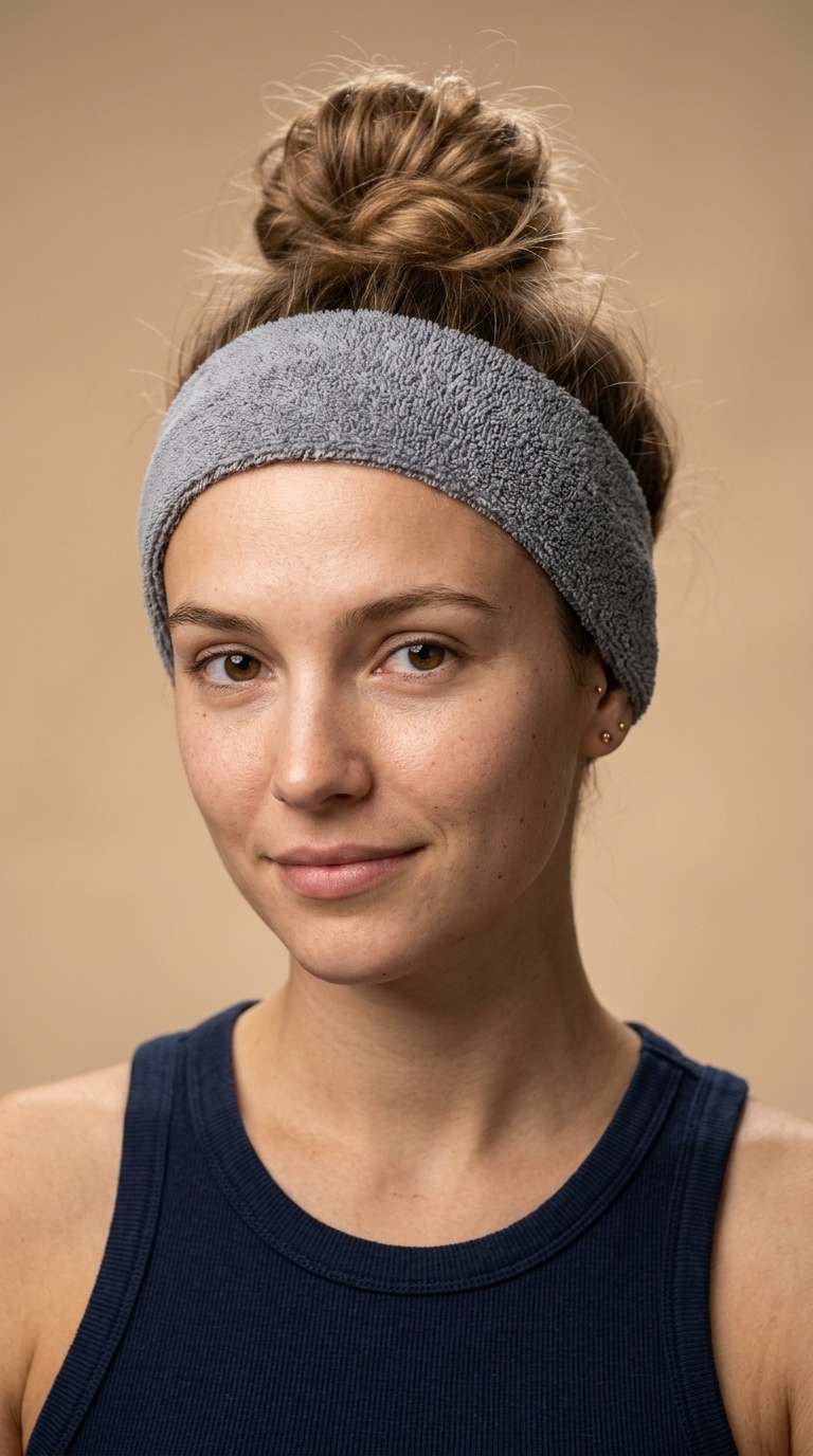Messy Bun with an Absorbent Headband