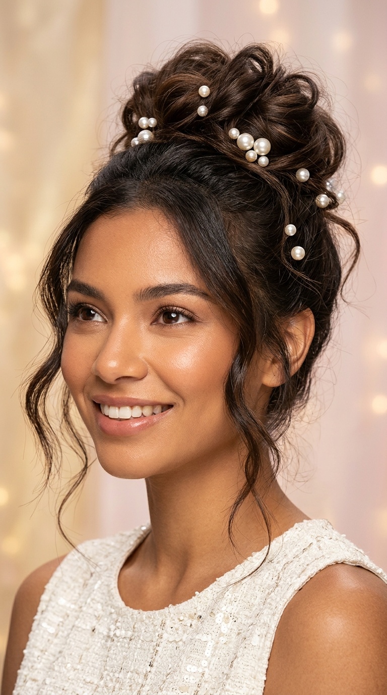 Messy Bun with Pearl Accents