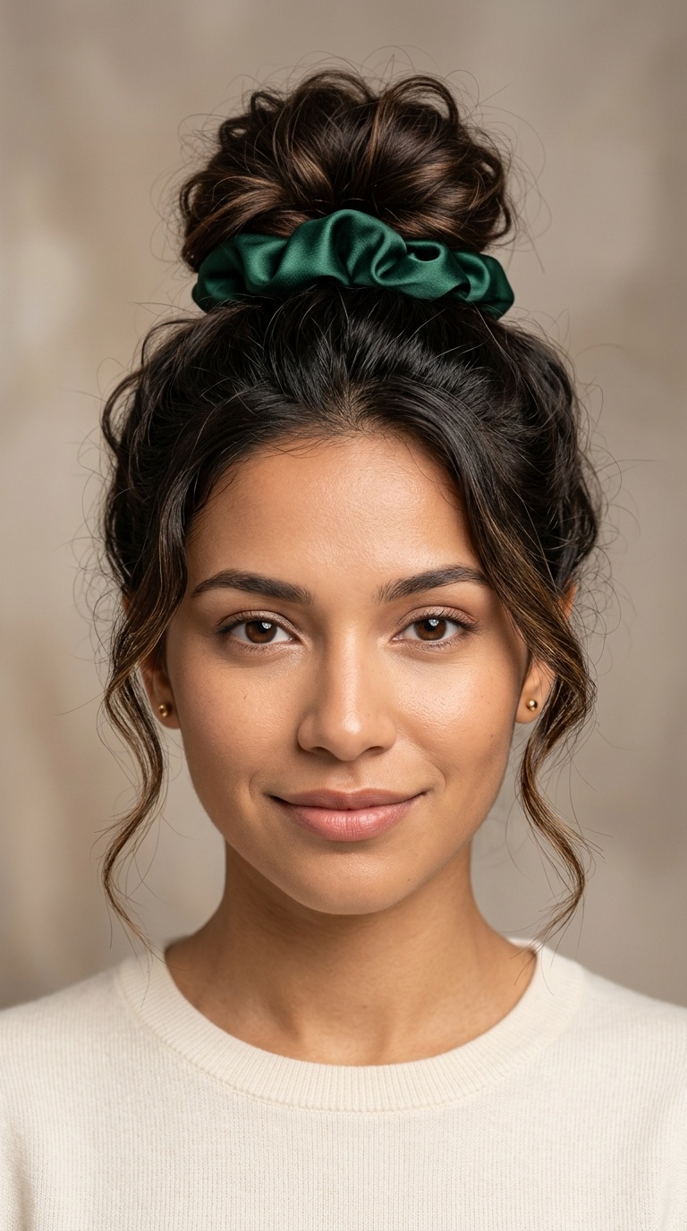 Messy Bun with Silk Scrunchie
