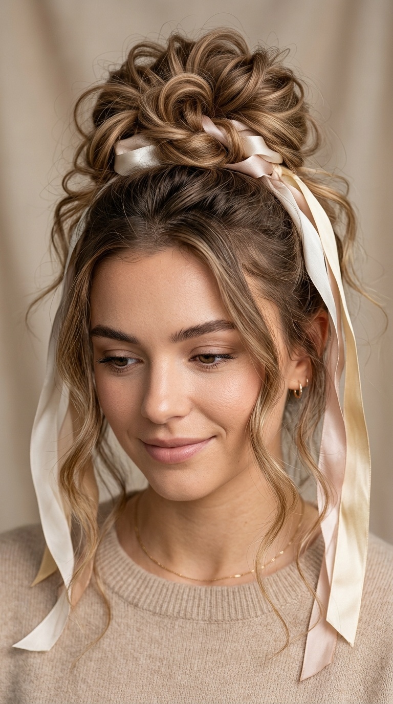 Messy Bun with Silk Streamers