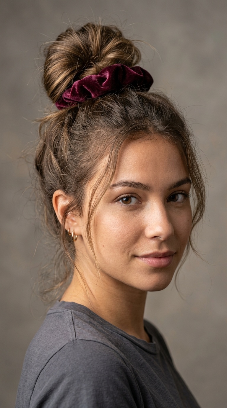 Messy Bun with Velvet Scrunchie
