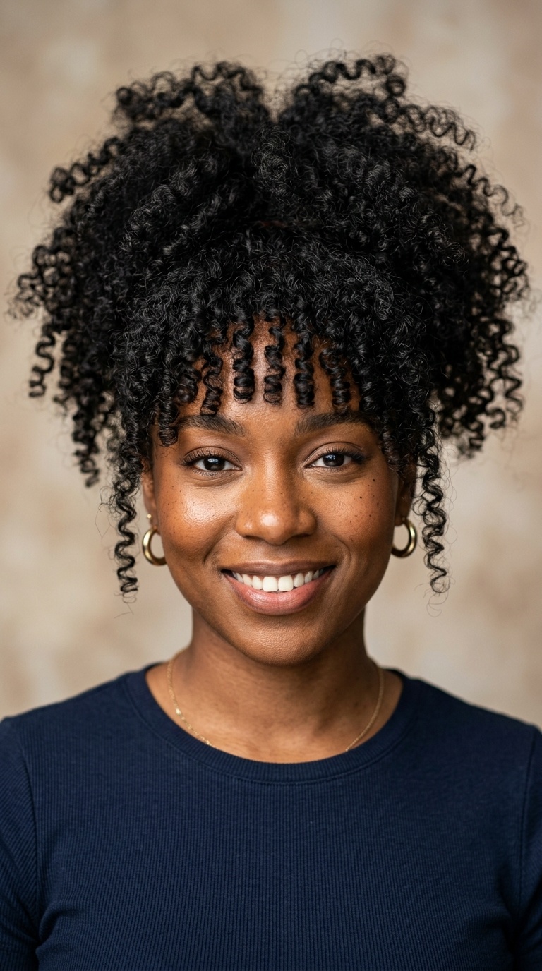 Messy-Chic Curly Pony with Bangs