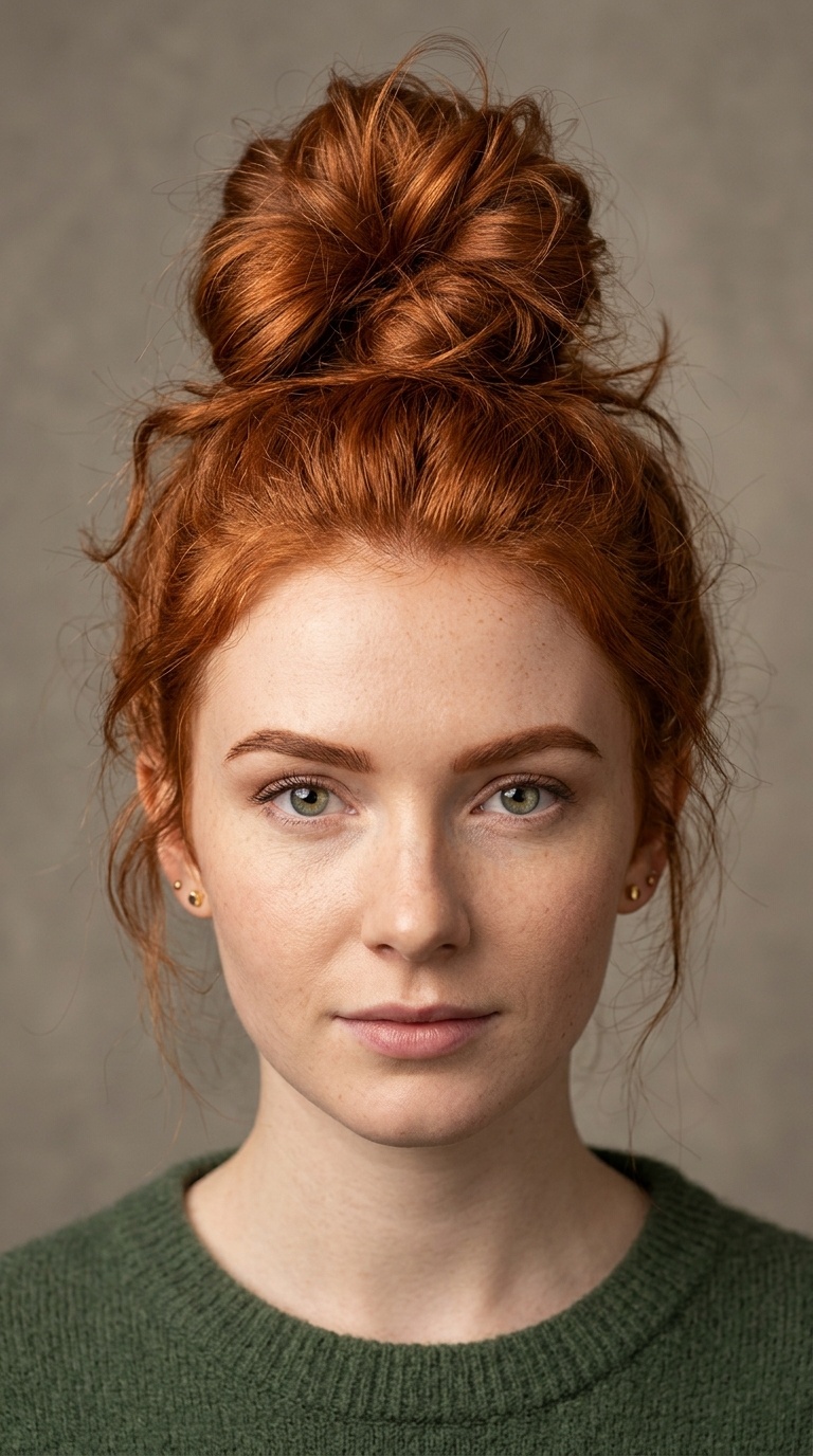 Messy Copper Top Knot