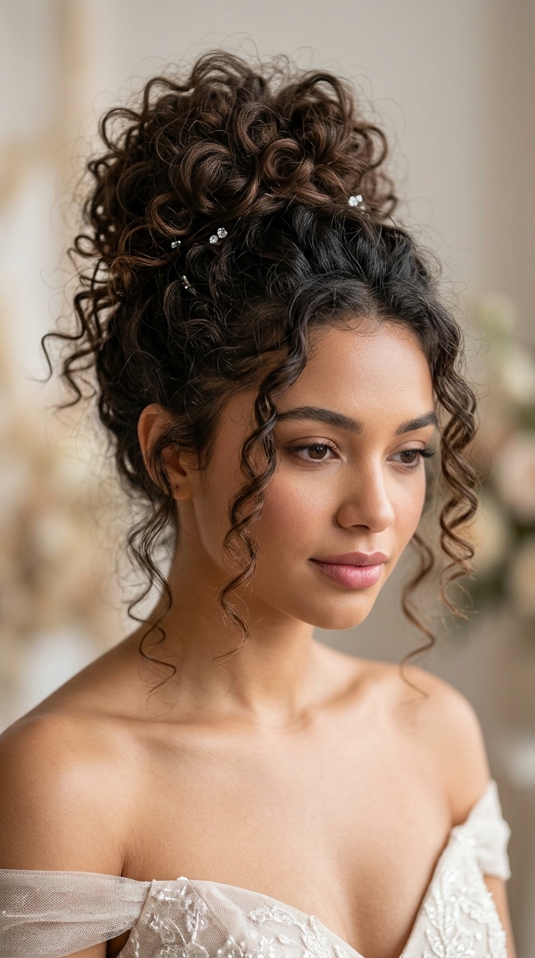 Messy Curly Top Knot