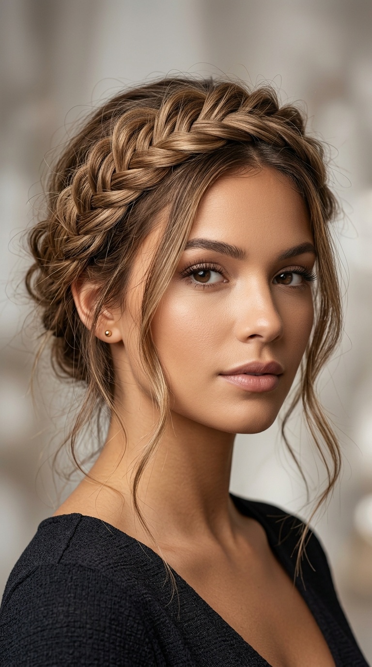 Messy Fishtail Crown Braid