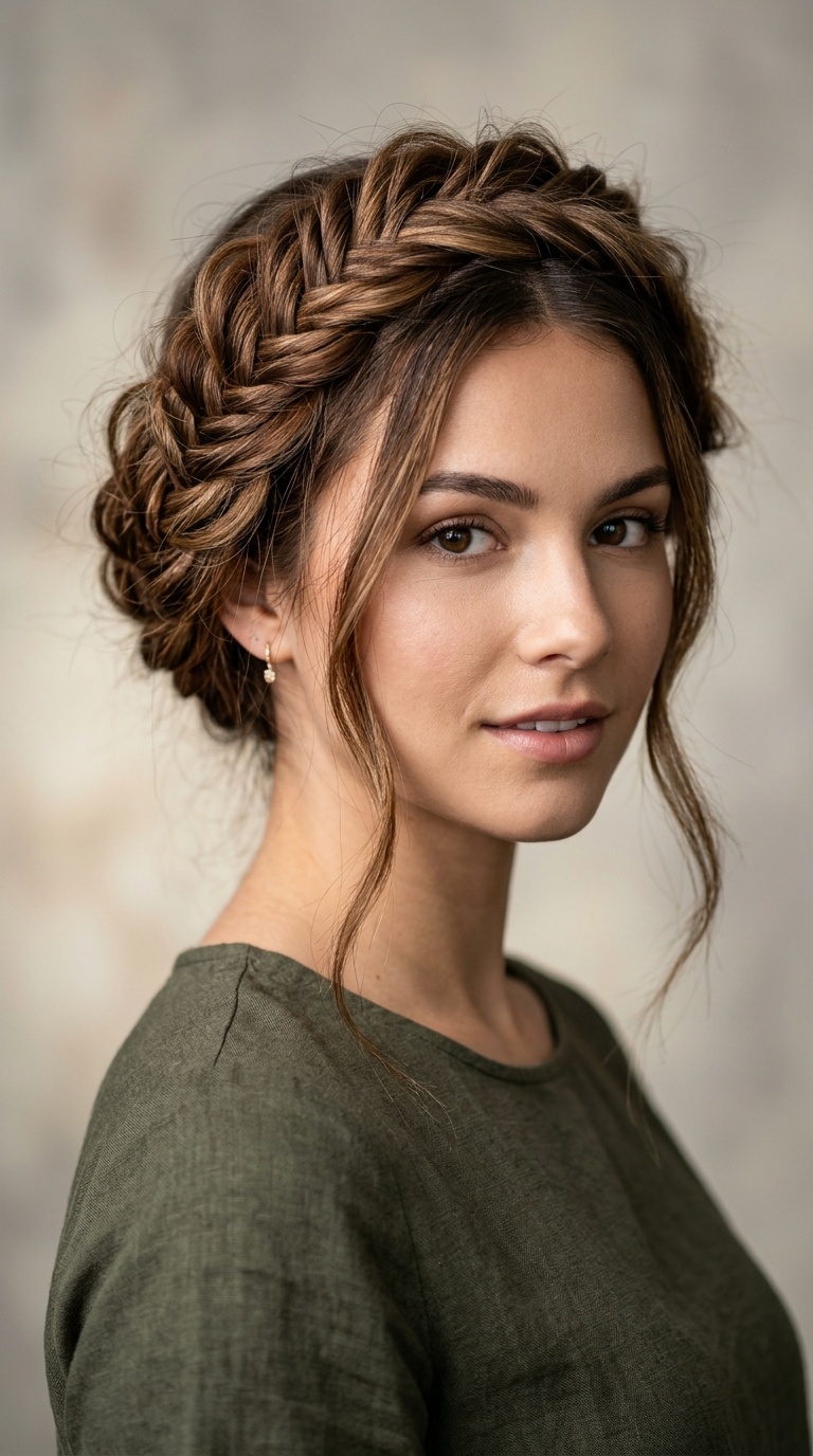 Messy Fishtail Milkmaid Braids