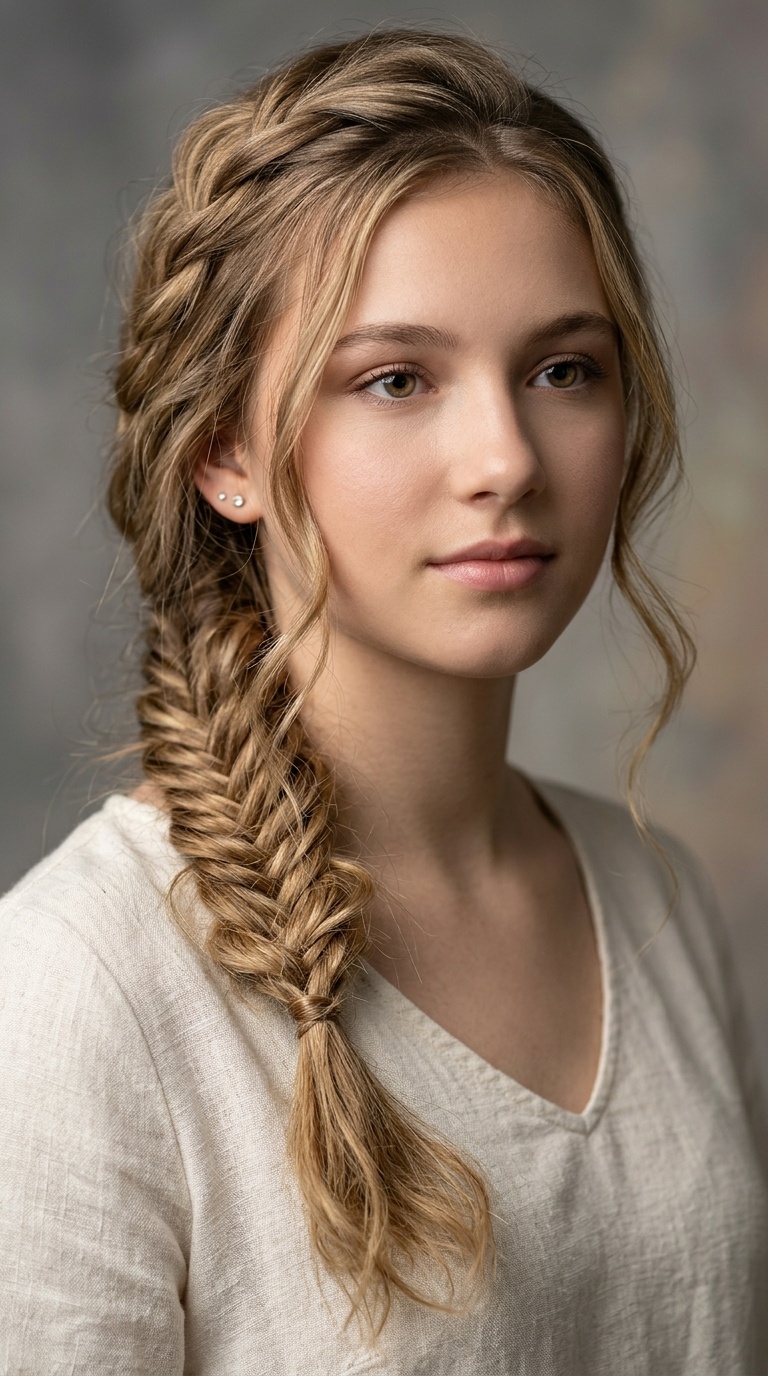 Messy Fishtail Side Braid