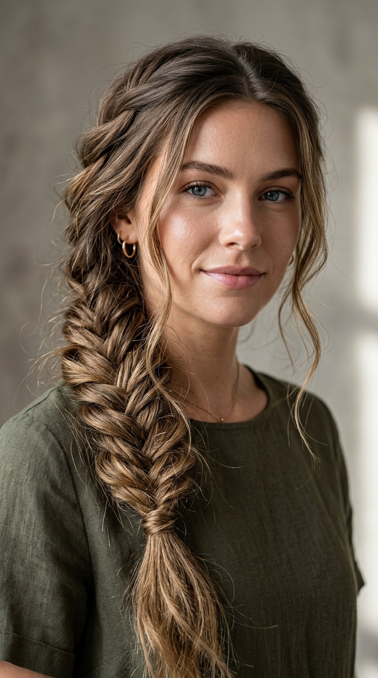 Messy Fishtail Side Braid