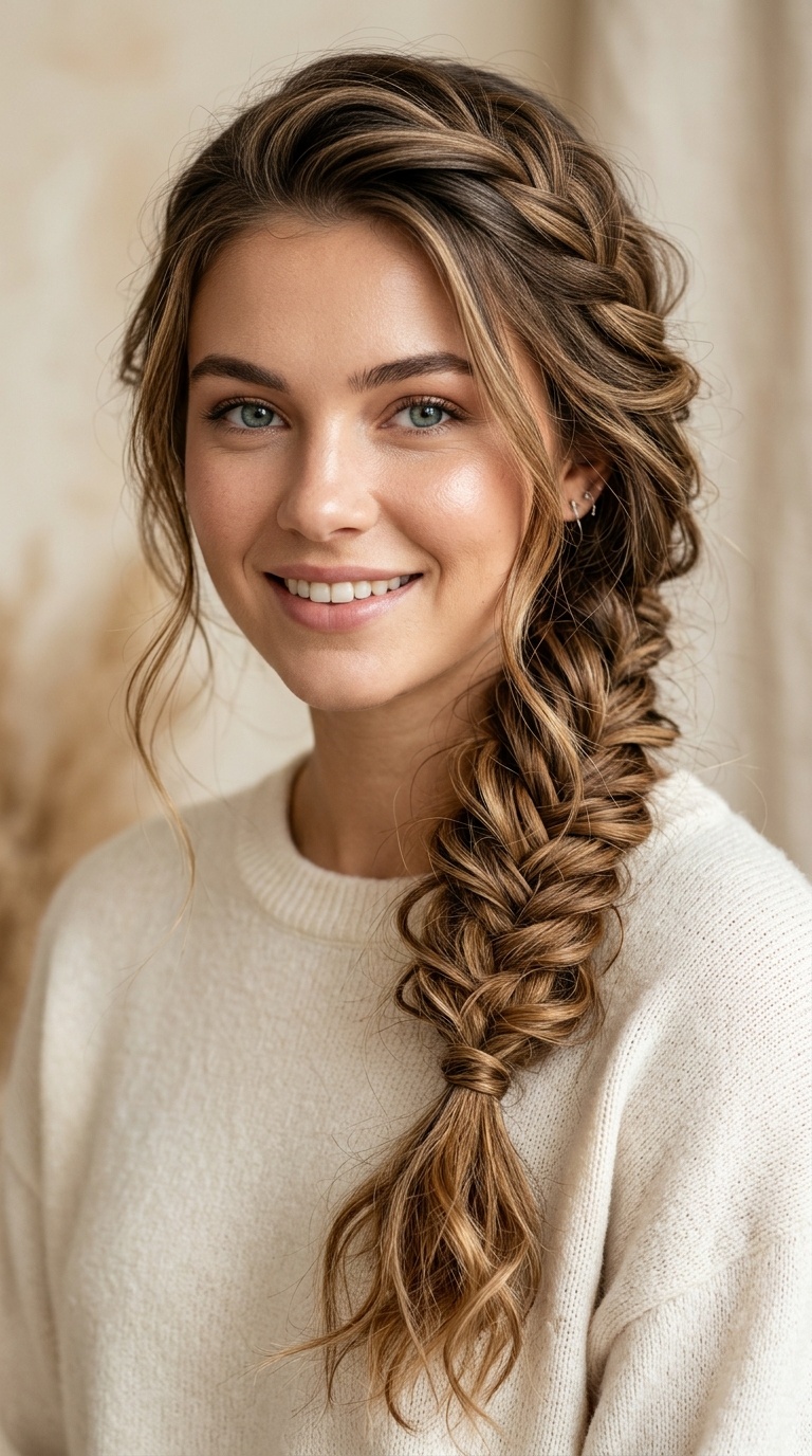Messy Fishtail Side Braid
