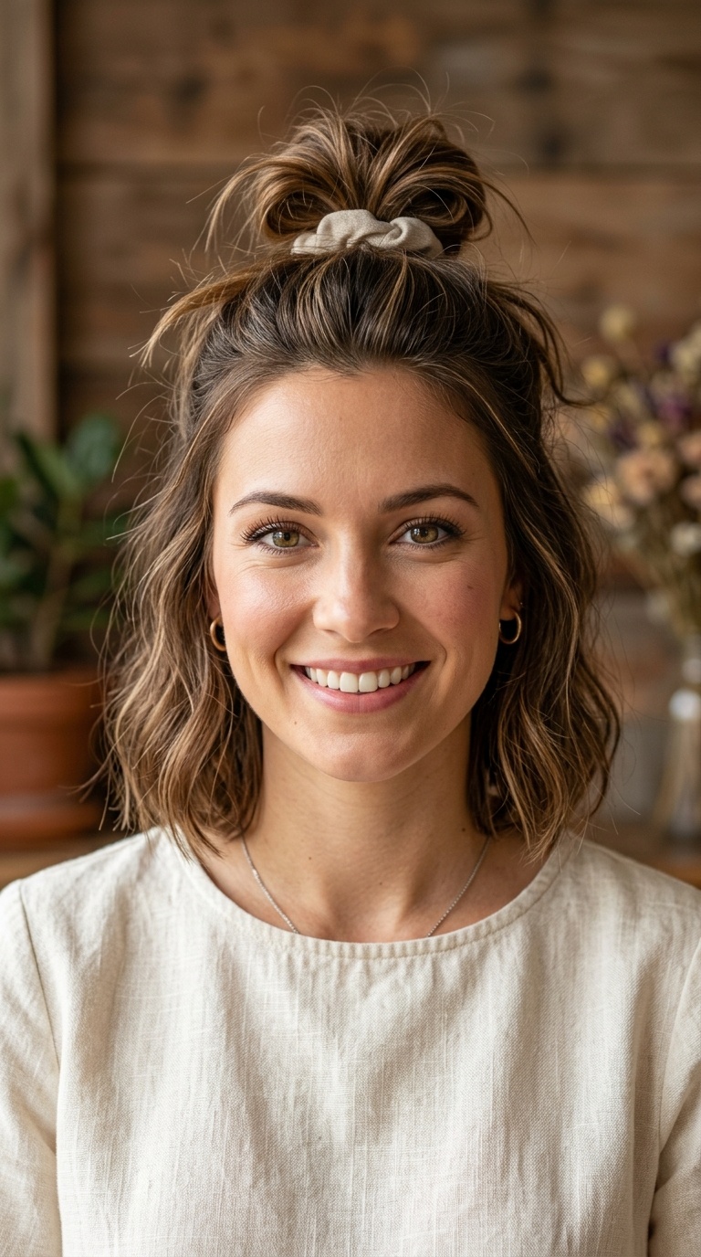 Messy Half-Up Bun