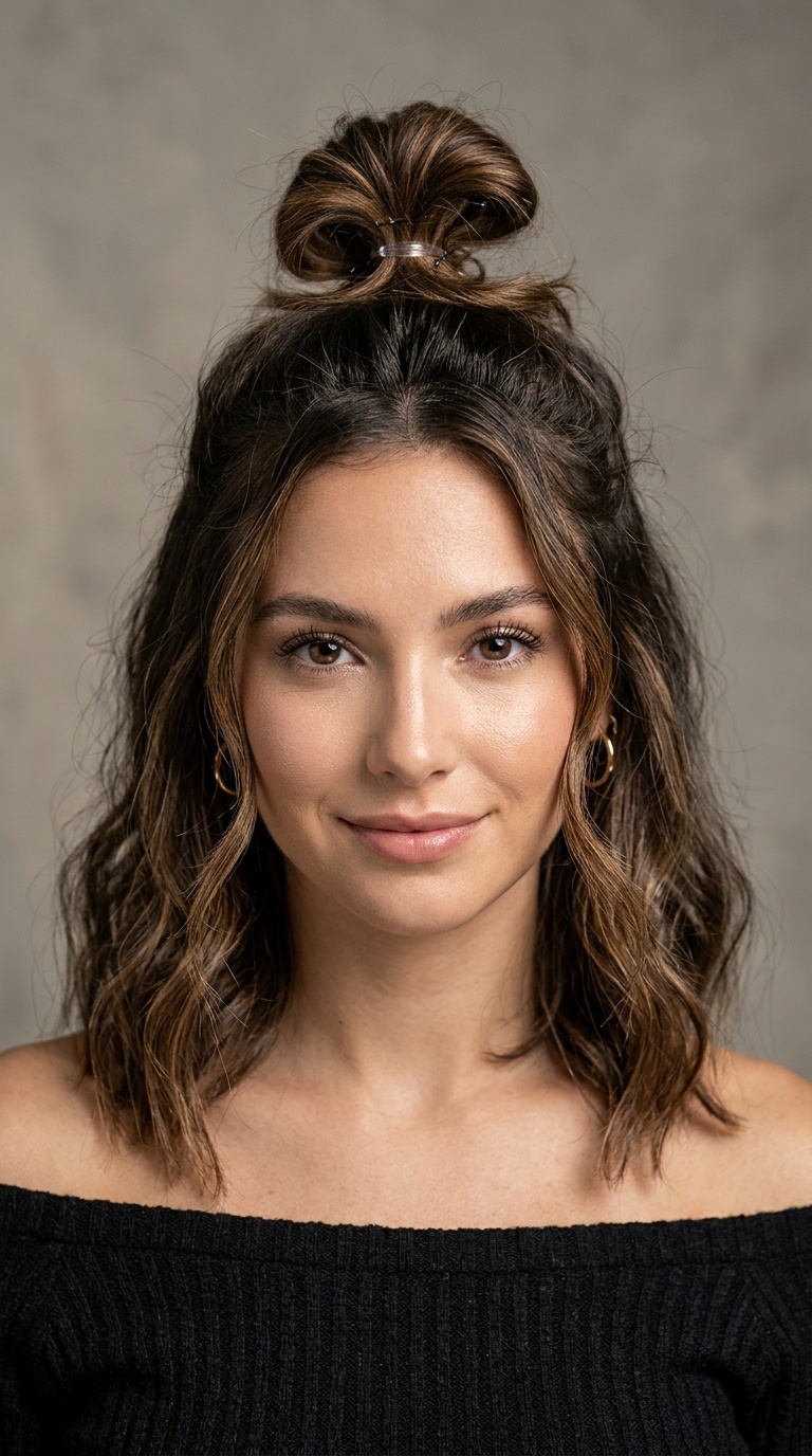 Messy Half-Up Top Knot