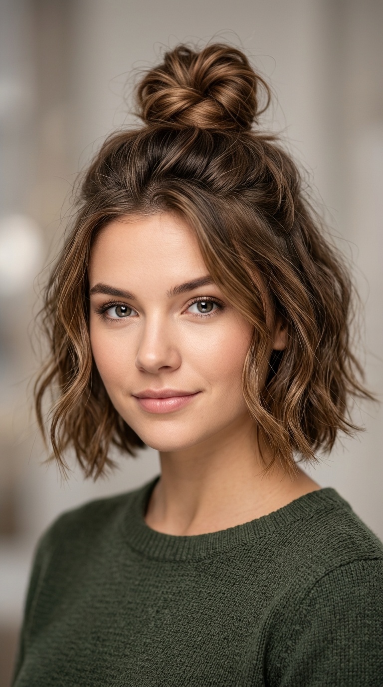 Messy Half-Up Top Knot
