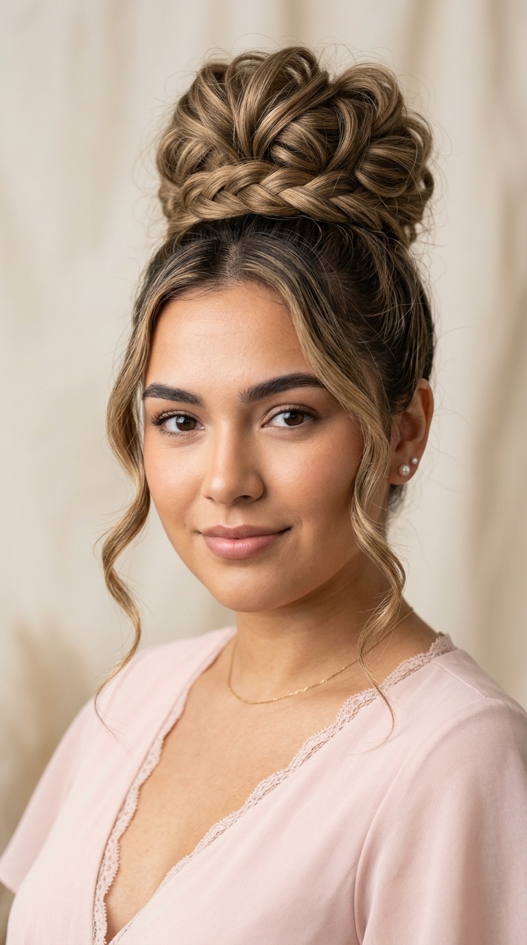 Messy High Bun with Tendrils