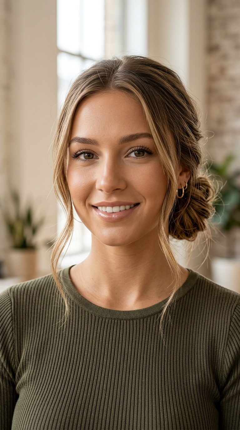 Messy Low Bun with Face-Framing Pieces