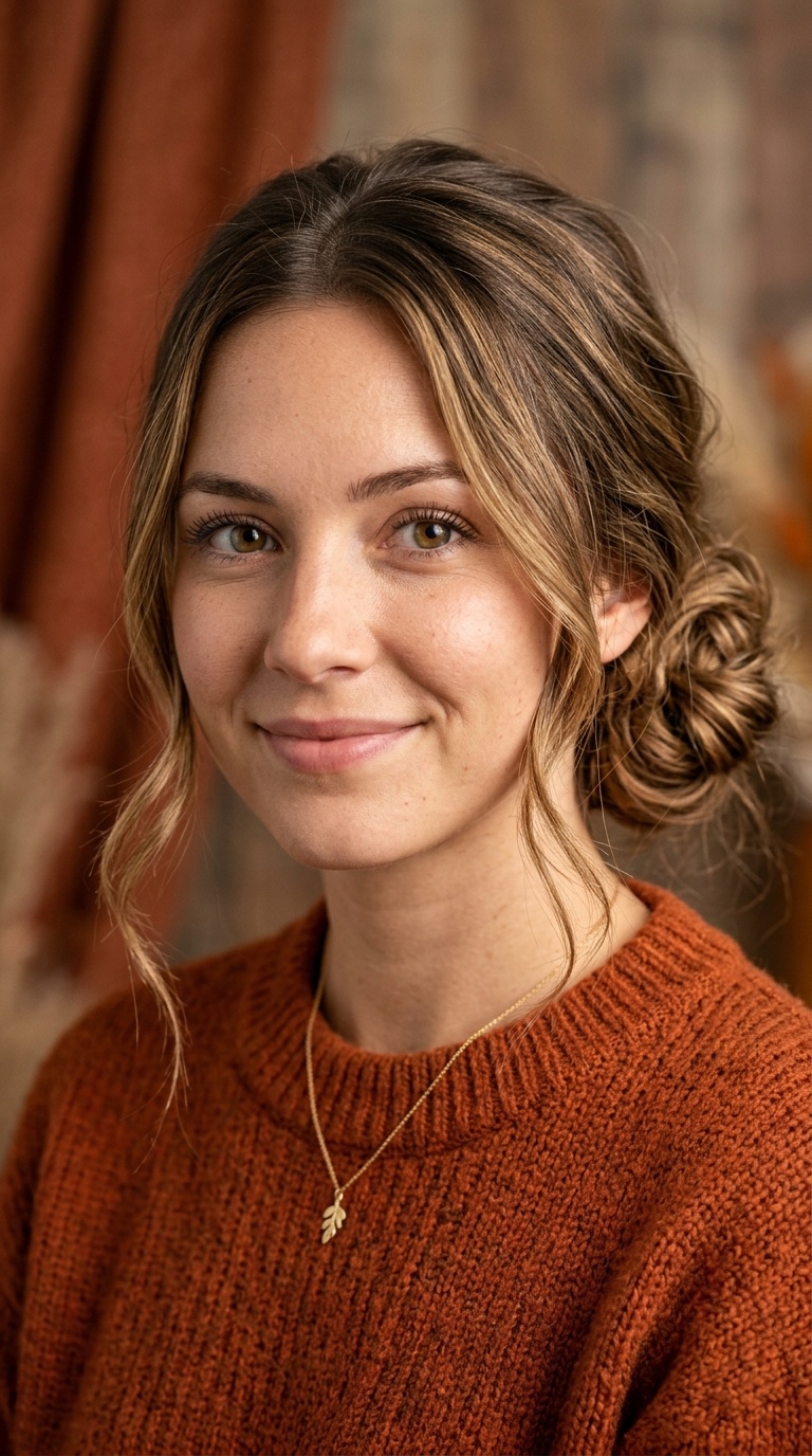 Messy Low Bun with Face-Framing Tendrils