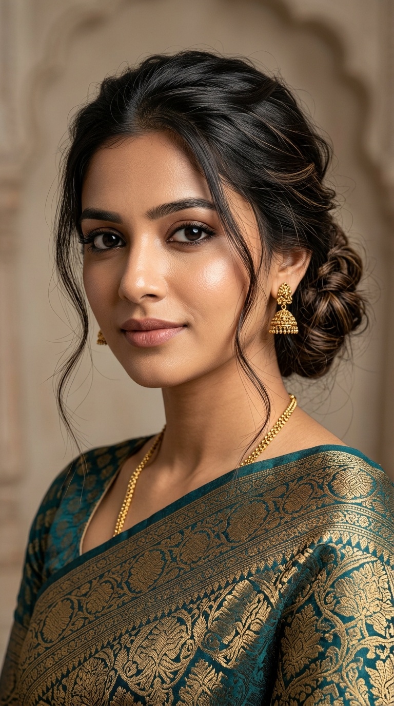 Messy Low Bun with Face-Framing Tendrils